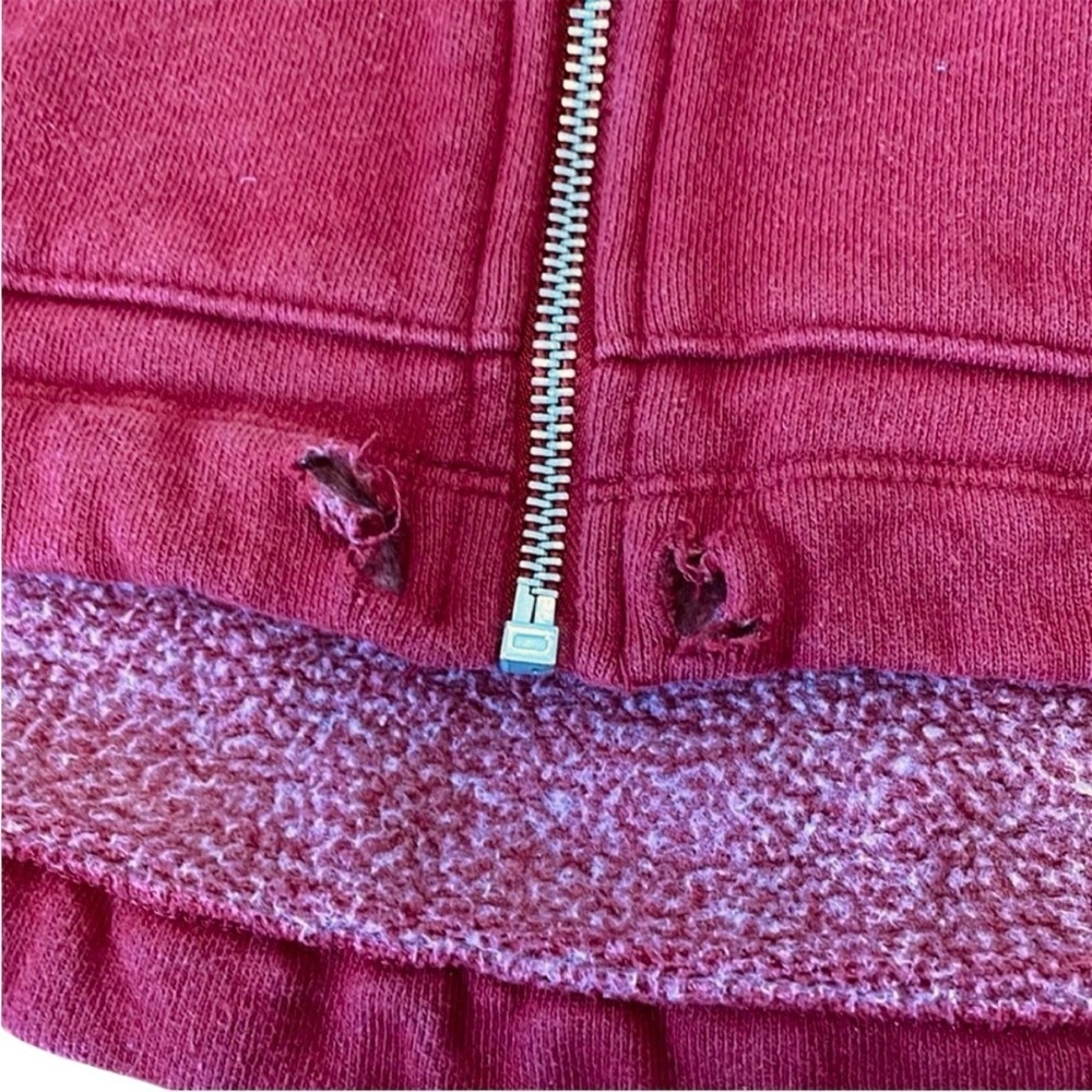 Victorias Secret PINK Faux Fur Lined Hood Sweatshirt Full Zip Burgundy Maroon - Picture 11 of 13